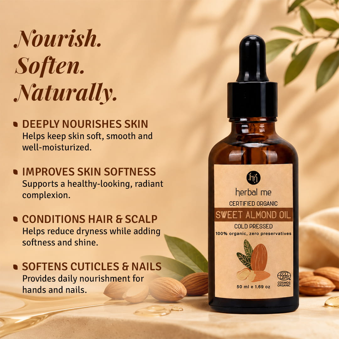 Sweet Almond Oil - 100% Organic - Ecocert Certified - 50 ml