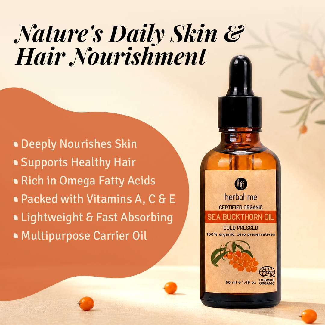 Sea Buckthorn Oil - 100%  Organic - Ecocert Certified - 50 ml