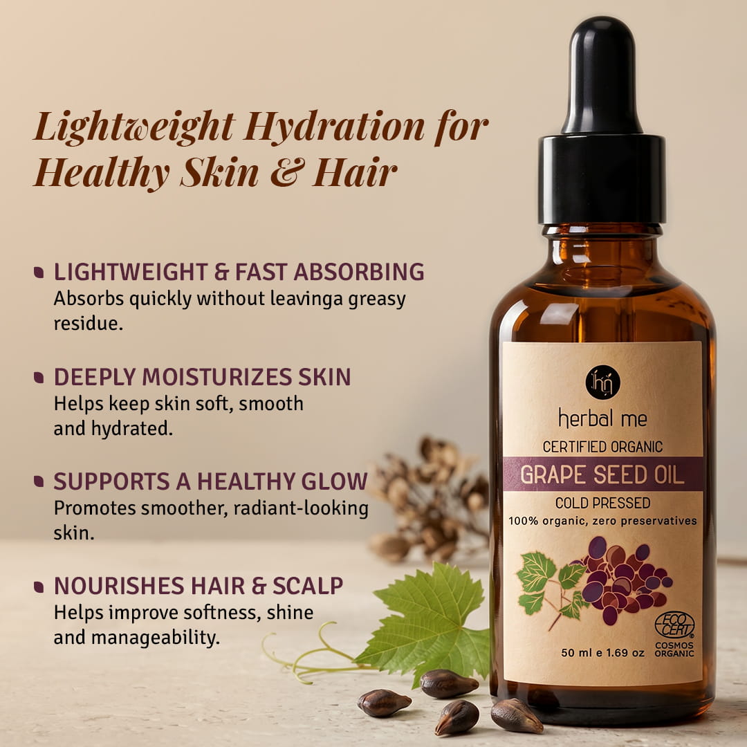 Grape Seed Oil - 100% Organic - Ecocert Certified - 50 ml