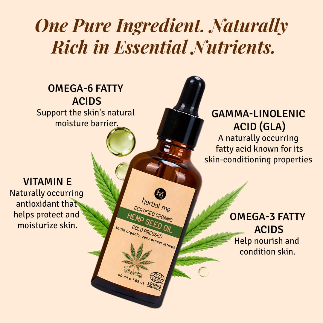 Hemp Seed Oil - 100% Organic - Ecocert Certified - 50 ml