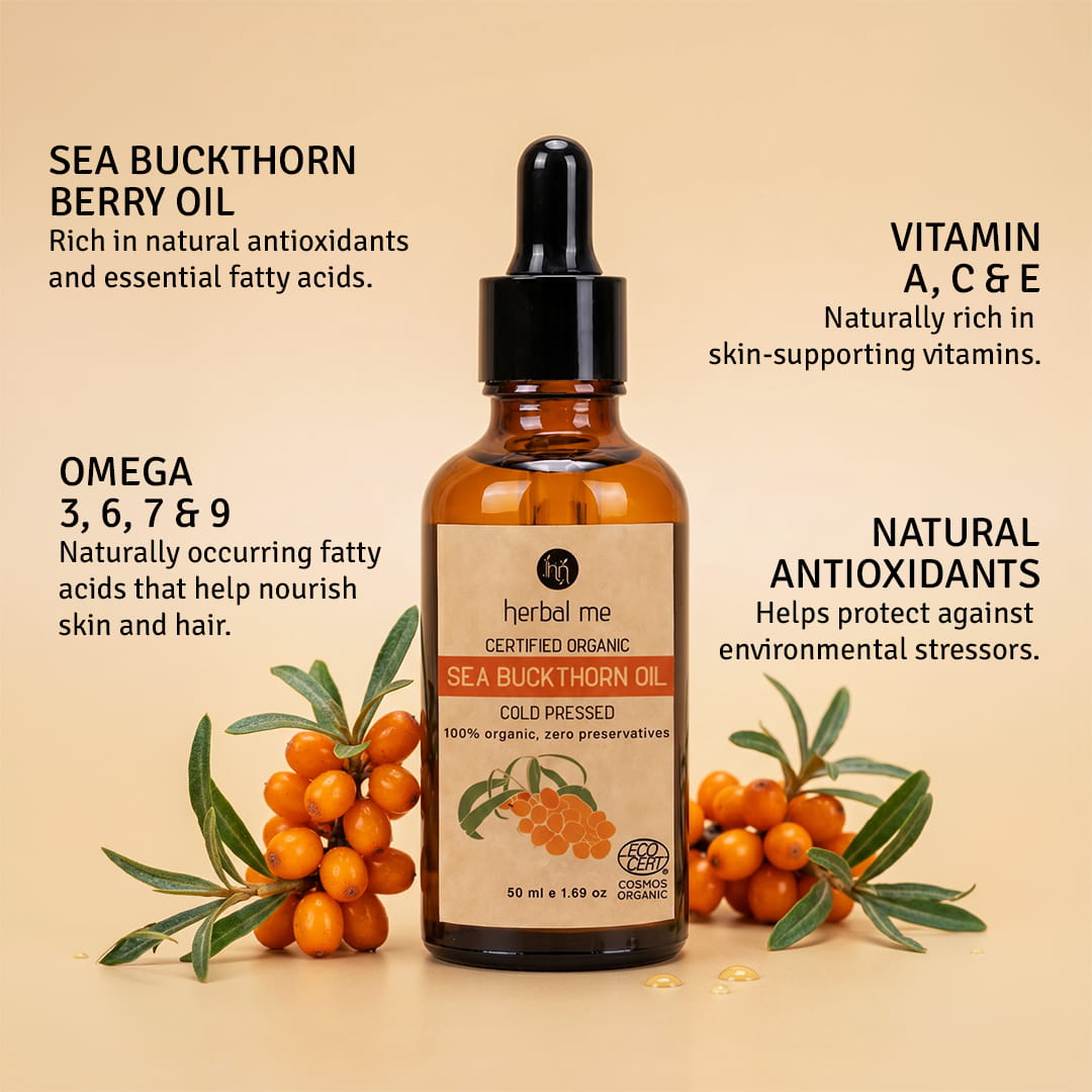 Sea Buckthorn Oil - 100%  Organic - Ecocert Certified - 50 ml