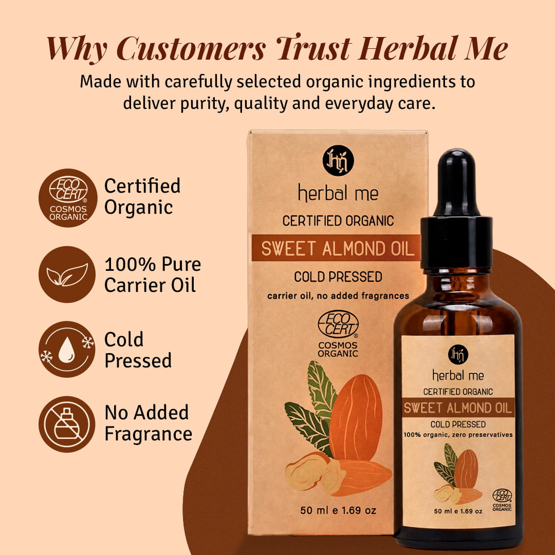 Sweet Almond Oil - 100% Organic - Ecocert Certified - 50 ml