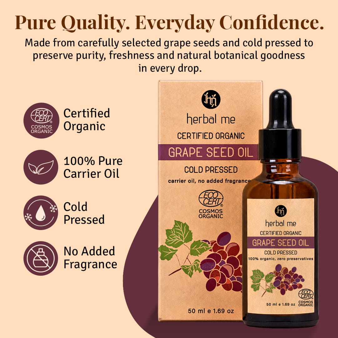 Grape Seed Oil - 100% Organic - Ecocert Certified - 50 ml