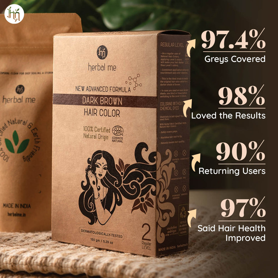 Dark Brown - Natural Hair Color - Ecocert Certified - 150g