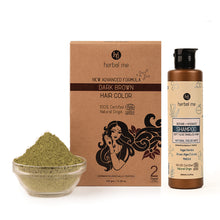Load image into Gallery viewer, Color + Shampoo Combo - Dark Brown 150g + Repair and Hydrate Shampoo 200ml - Ecocert Certified

