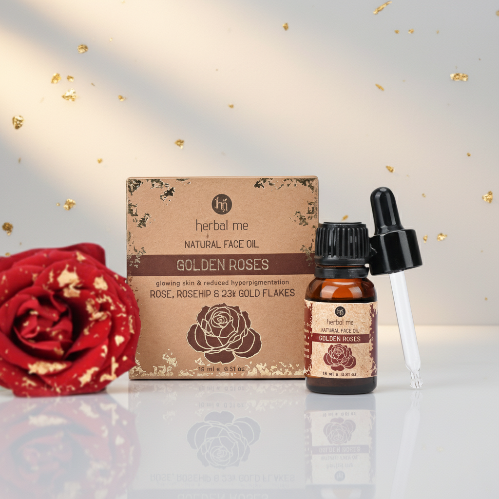 Golden Roses - Natural Face Oil with 23K Gold, Rose & Rosehip Oil - 15 ml