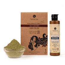 Load image into Gallery viewer, Color + Shampoo Combo - Nut Brown 150g + Repair and Hydrate Shampoo 200ml - Ecocert Certified
