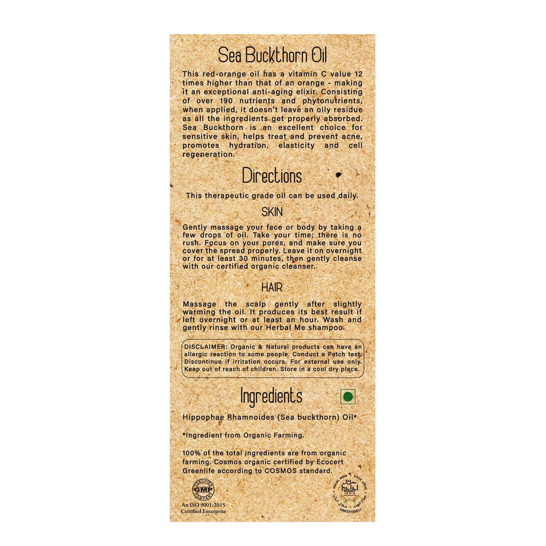 Certified Organic Sea Buckthorn Oil