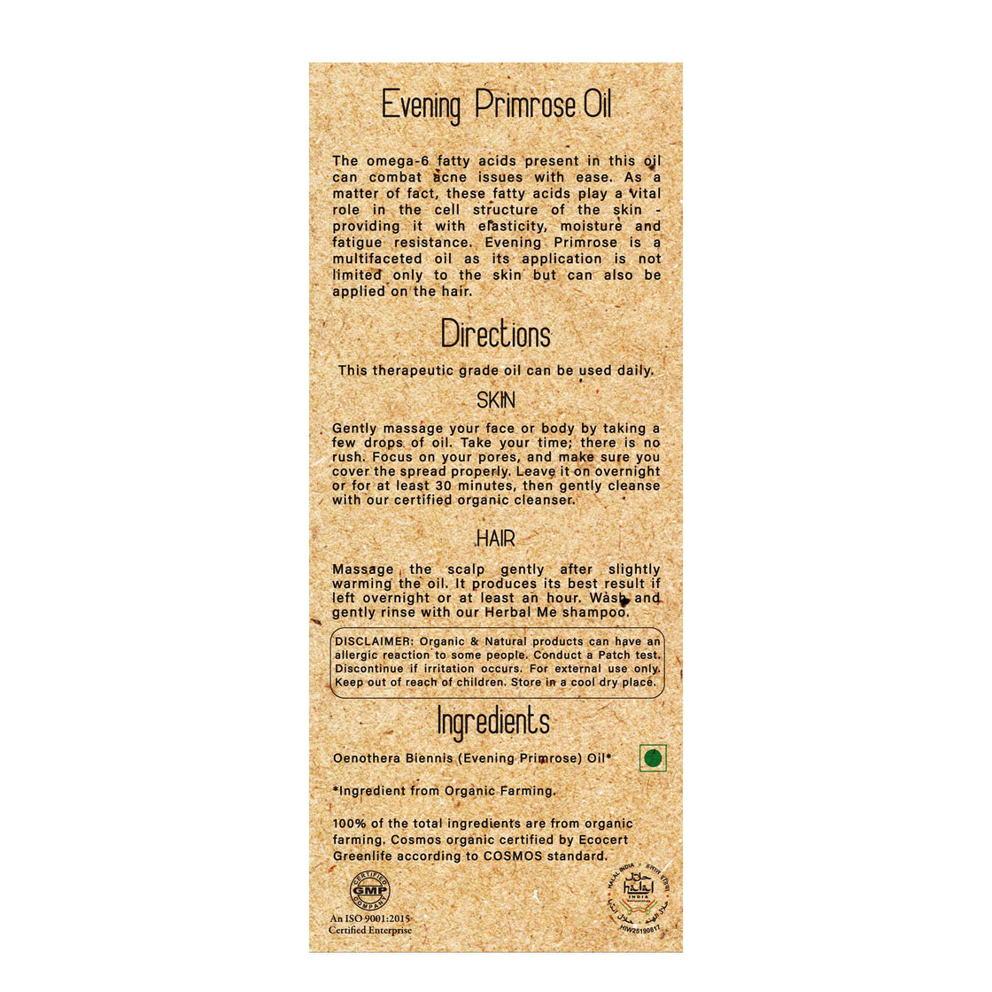 Certified Organic Evening Primrose Oil