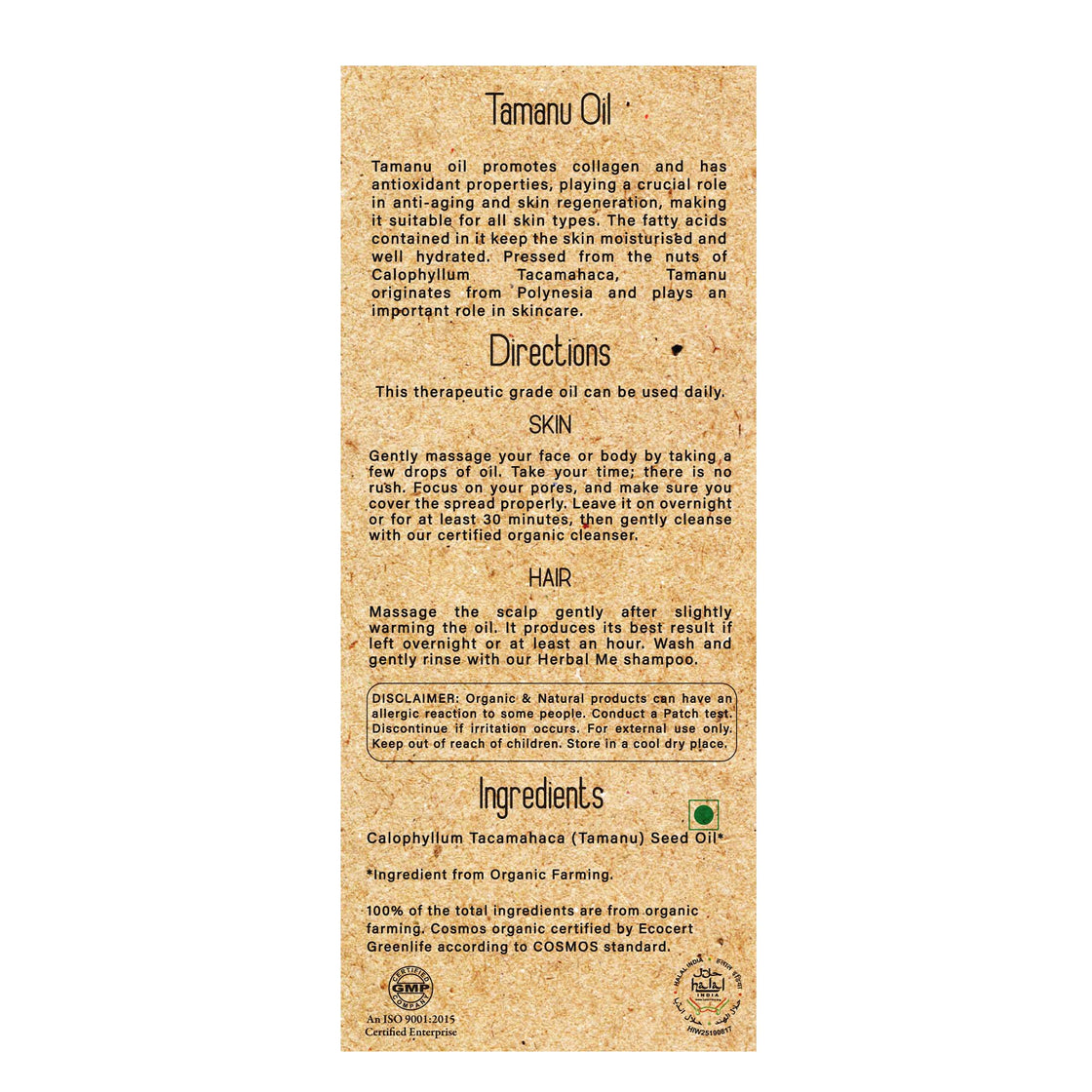 100% Hemp Seed Organic Hair Oil