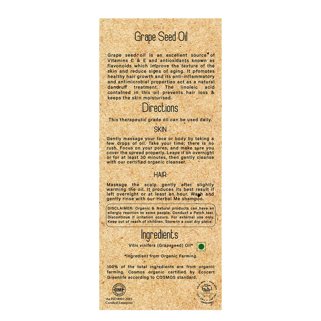 Certified Organic Grape Seed Oil