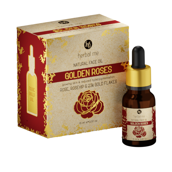 Golden Roses - Natural Face Oil with 23K Gold, Rose & Rosehip Oil - 15 ml